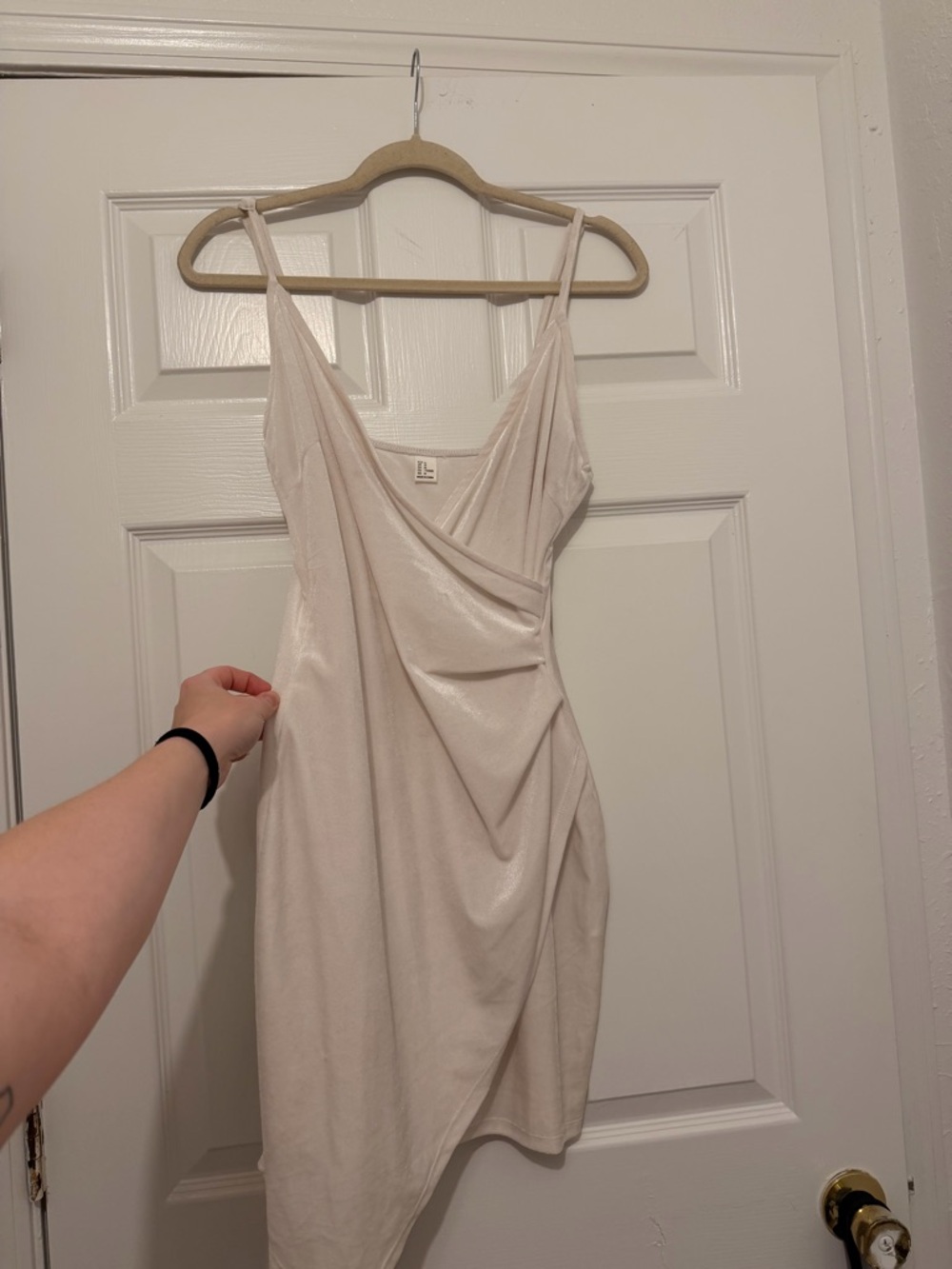Source Unknown Cream Satin Draped Mini Dress - Women
